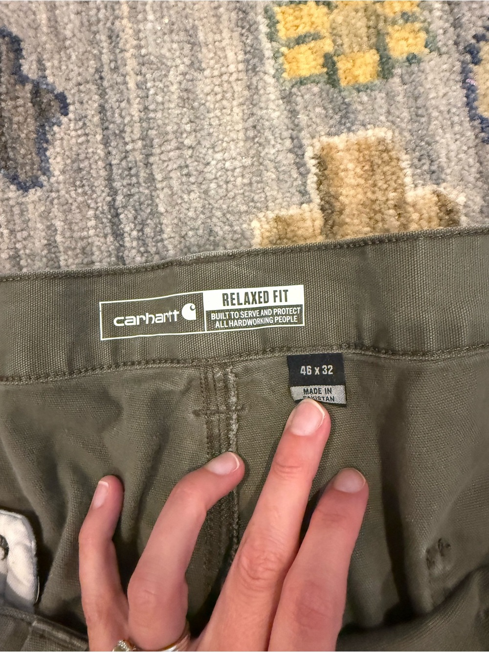 Carhartt Rugged Flex Double Knee Utility Work Pants Olive Men’s 46x32 - Picture 3 of 7
